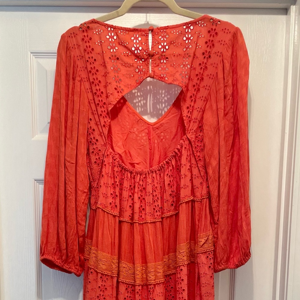 Free People Orange Long Sleeve Dress